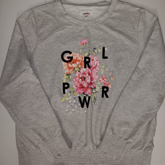 BONGO JUNIORS GIRL POWER FLORAL PRINT SWEATSHIRT - Picture 1 of 15